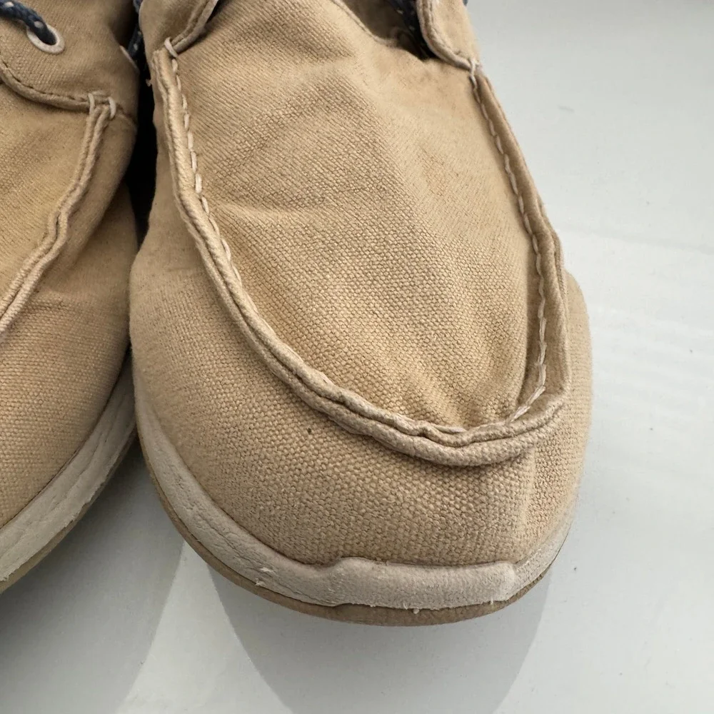 Columbia PFG‎ Boat Shoes Tan Canvas Lace Up Performance Fishing Gear Men Size 14